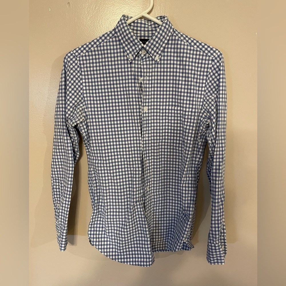 Men’s J.Crew Blue White Tartan Plaid Button Down Shirt XS Classic Fit